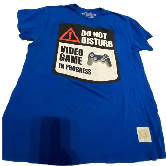 Video Game Shirt Men's Large Blue Do Not Disturb Graphic Tee Short Sleeve - Picture 1 of 5